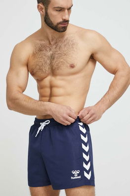 Hummel Pantaloni Scurti De Baie Culoarea Albastru Marin Bărbaţi Bleumarin, Model Print