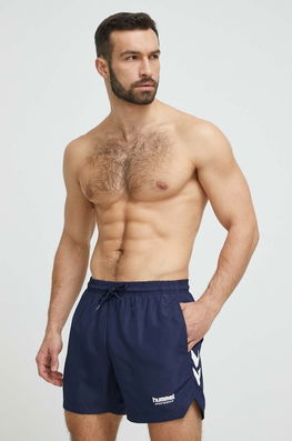 Hummel Pantaloni Scurti De Baie Culoarea Albastru Marin Bărbaţi Bleumarin, Model Print