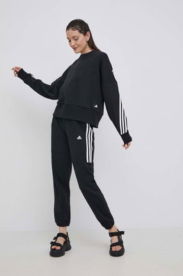 Adidas Performance Pantaloni HE9396 Femei, Culoarea Negru, Cu Imprimeu Dama, Tricotaj