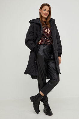 Answear Lab Geaca Femei, Culoarea Negru, De Tranzitie, Oversize Dama