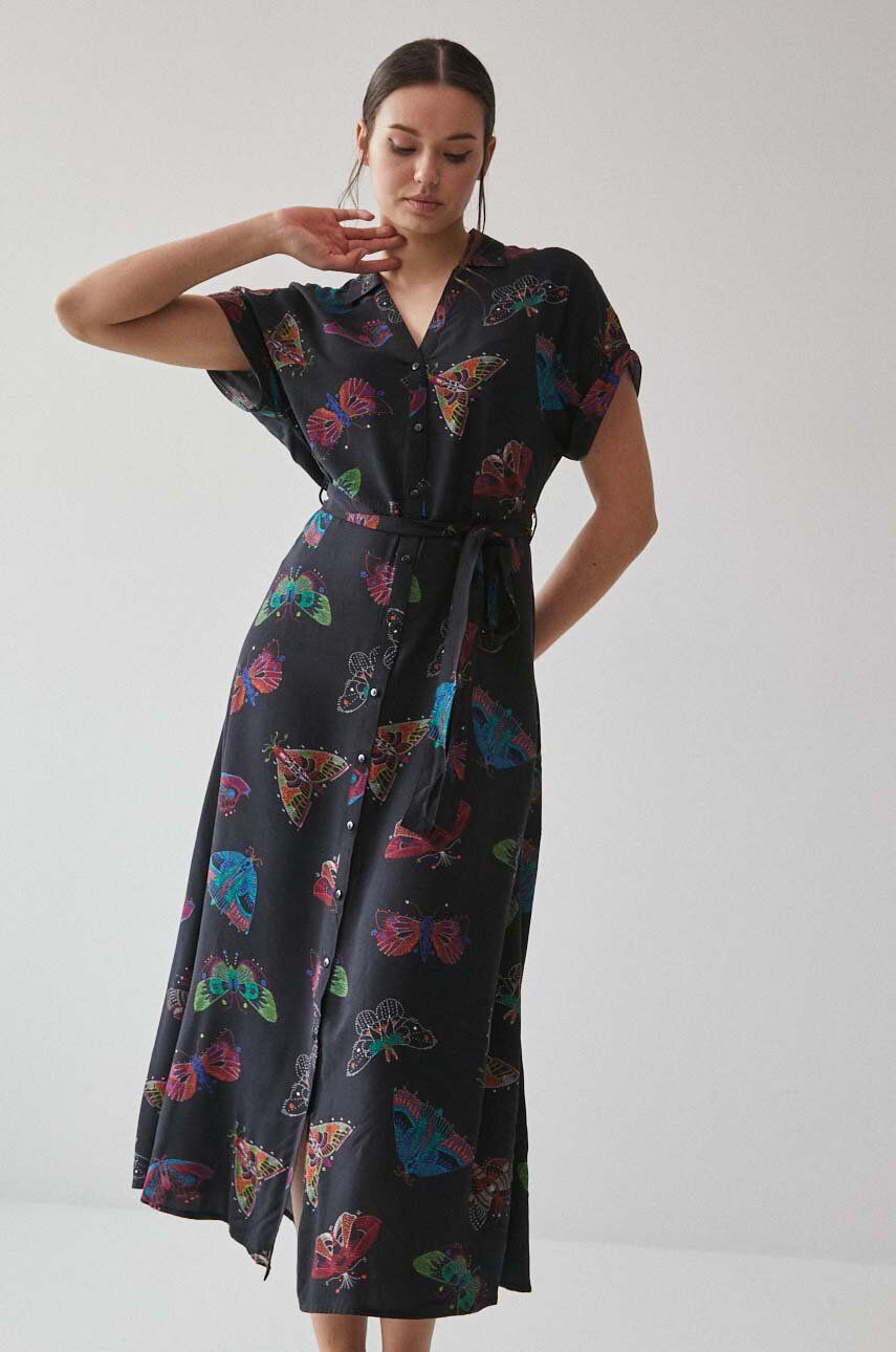 Medicine Rochie Culoarea Negru, Maxi, Evazati Dama, Panza, Casual