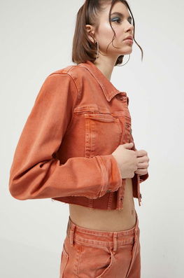 Guess Originals Geaca Jeans Femei, Culoarea Portocaliu, De Tranzitie Dama