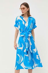Beatrice B Rochie De Matase Midi, Evazati Dama Albastru, Office