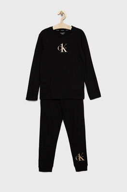 Calvin Klein Underwear Pijamale De Bumbac Pentru Copii Culoarea Negru, Cu Imprimeu, Set, Model Print