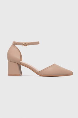 Answear Lab Pumps Culoarea Bej Dama, Imitatie De Piele, Toc Gros