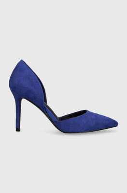 Answear Lab Pantofi Cu Toc Dama Albastru, Imitatie De Piele Intoarsa, Toc Subtire