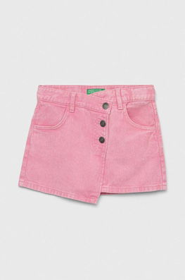 United Colors Of Benetton Fusta Denim Pentru Copii Culoarea Roz, Mini, Drept, Bumbac