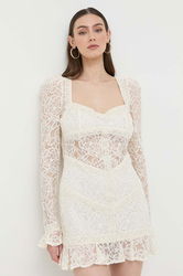 For Love & Lemons Rochie Culoarea Bej, Mini, Drept Dama, Dantela, Cocktail