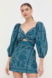 Liviana Conti Rochie Culoarea Verde, Mini, Evazati Dama, Panza, Casual