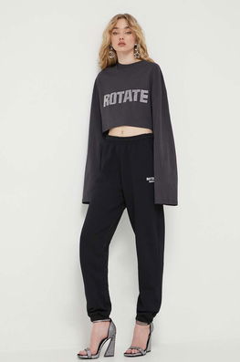 Rotate Pantaloni De Trening Din Bumbac Culoarea Negru, Cu Imprimeu Dama