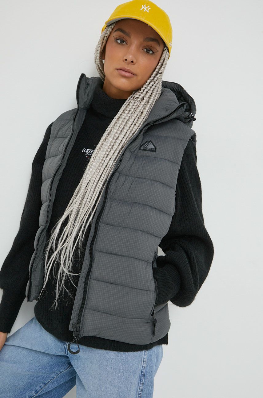 Superdry Vesta Femei, Culoarea Gri, De Tranzitie Dama