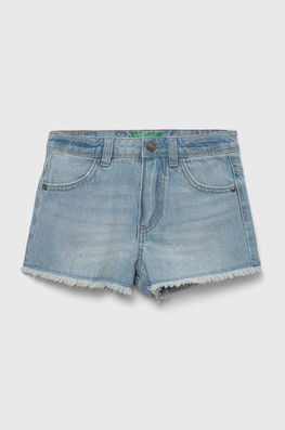 United Colors Of Benetton Pantaloni Scurti Din Denim Pentru Copii Neted, Talie Reglabila Albastru, Jeans, Casual