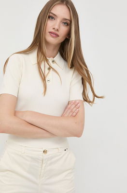 MICHAEL Michael Kors Tricou Polo Femei, Culoarea Bej, Cu Guler Dama, Cu Elastan