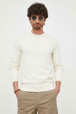 BOSS Pulover Din Amestec De Casmir BOSS CASUAL Culoarea Negru, Light Bărbaţi Bej, Cu Un Amestec De Lana, Model Imprimeu