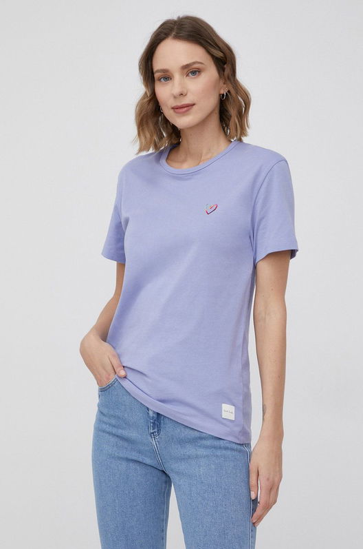 Paul Smith Tricou Din Bumbac Culoarea Violet Dama, Model Imprimeu