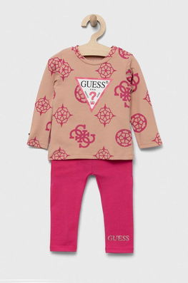 Guess Compleu Bebe Culoarea Roz Copii, Tricotaj, Model Print