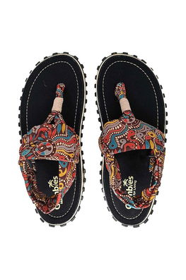 Gumbies Sandale Femei, Culoarea Negru Dama, Textil, Toc Plat