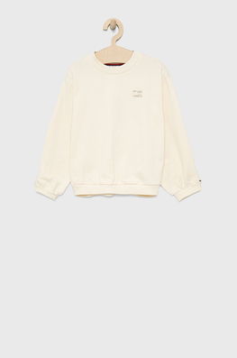 Tommy Hilfiger Hanorac De Bumbac Pentru Copii Culoarea Bej, Cu Imprimeu, Model Print
