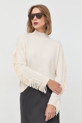 Marella Pulover Din Amestec De Lana Femei, Culoarea Bej, Light, Cu Turtleneck Dama, Cu Un Amestec De Lana