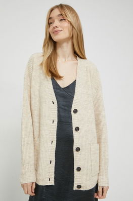 Vila Cardigan Din Amestec De Lana Femei, Culoarea Bej Dama, Cu Un Amestec De Lana, Model Melanj
