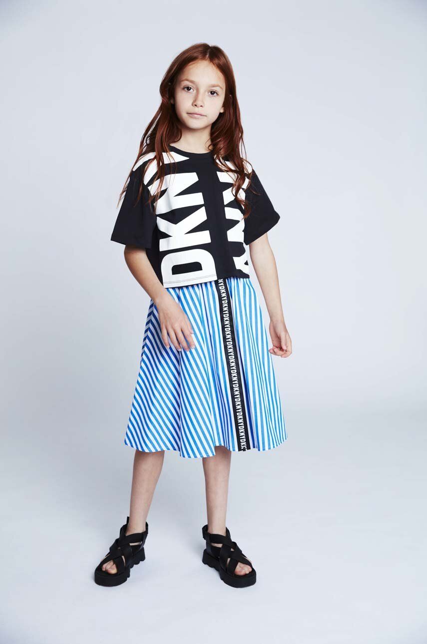Dkny Fusta Fete Midi, Evazati Copii Albastru, Panza, Model Curele