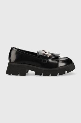 Answear Lab Mocasini Femei, Culoarea Negru, Cu Platforma Dama, Imitatie De Piele Lacuita