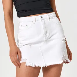 Sinsay - Fustă mini din denim - Alb