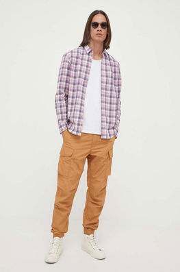 Star Raw Pantaloni De Bumbac Culoarea Maro, Drept G-Star Raw Bărbaţi Portocaliu