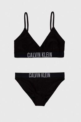 Calvin Klein Jeans Costum De Baie Pentru Copii Din Două Piese Culoarea Negru, Set, Model Print