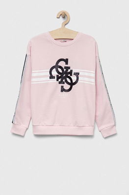 Guess Hanorac De Bumbac Pentru Copii Culoarea Roz, Modelator, Model Print