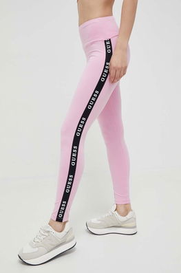 Guess Colanti Femei, Culoarea Roz, Cu Imprimeu Dama, Tricotaj, Model Print