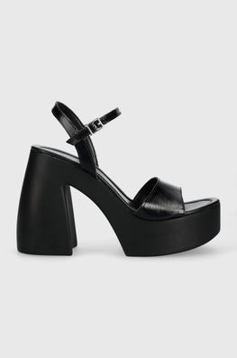 Jonak Sandale De Piele PHILIPPINE VERNIS PLISSE Culoarea Negru, 3400030 Dama, Piele Patentata, Toc Gros