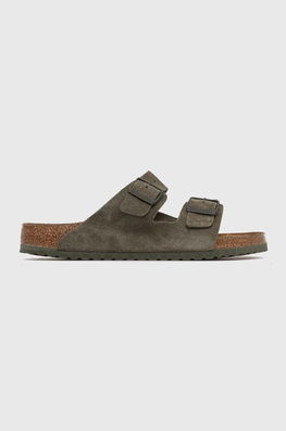 Birkenstock Papuci Din Piele Arizona Barbati, Culoarea Verde, 1025657 Bărbaţi, Piele Intoarsa