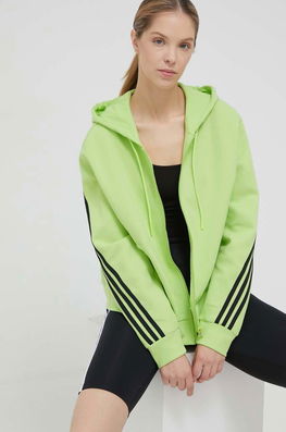 Adidas Bluza Femei, Culoarea Verde, Cu Glugă, Cu Imprimeu Dama