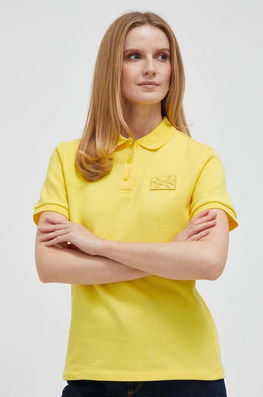 United Colors Of Benetton Polo De Bumbac Culoarea Galben Dama, Model Imprimeu