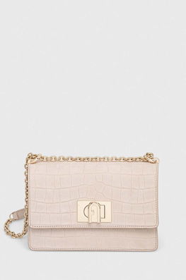 Furla Poseta De Piele 1927 Culoarea Bej Dama, Model Imprimeu