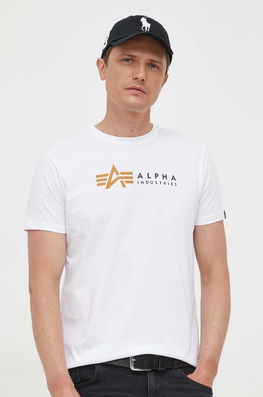 Alpha Industries Tricou Din Bumbac Koszulka Alpha Industries Alpha Label T 118502 09 Culoarea Alb, Cu Imprimeu Bărbaţi, Model Print