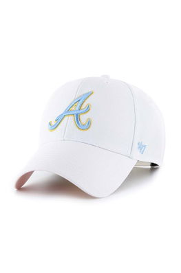 47brand Caciula Din Amestec De Lana MLB Atlanta Braves Culoarea Alb, Cu Imprimeu Bărbaţi, Cu Un Amestec De Lana