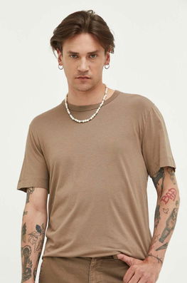 Abercrombie & Fitch Tricou Barbati, Culoarea Maro, Neted Bărbaţi, Cu Elastan
