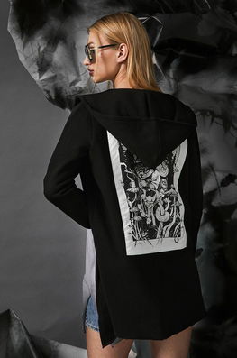 Medicine Bluza Femei, Culoarea Negru, Cu Glugă, Cu Imprimeu Dama, Model Print