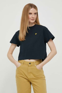 Lyle & Scott Tricou Din Bumbac Culoarea Albastru Marin Dama Bleumarin, Model Imprimeu