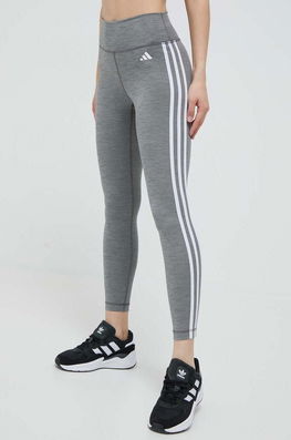 Adidas Performance Leggins De Antrenament Train Essentials Culoarea Gri, Melanj Dama, Tricotaj