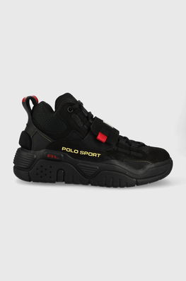 Polo Ralph Lauren Sneakers Ps100 Culoarea Negru Bărbaţi, Piele Intoarsa