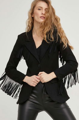 Answear Lab Sacou X Colecția Limitată SISTERHOOD Culoarea Negru, Un Singur Rand De Nasturi, Neted Dama, Panza