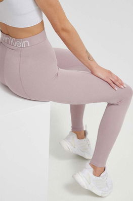 Calvin Klein Performance Leggins De Antrenament Effect Culoarea Roz, Neted Dama, Tricotaj