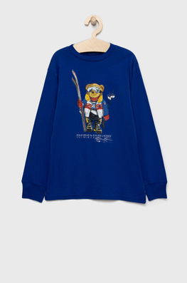 Polo Ralph Lauren Longsleeve Din Bumbac Pentru Copii Cu Imprimeu Albastru, Model Print