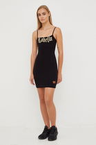 LaBellaMafia Rochie Culoarea Negru, Mini, Mulata Dama, Tricotaj, Cocktail, Model Print