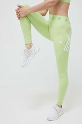 Adidas Performance Leggins De Antrenament Techfit Hyperglam Culoarea Verde, Cu Imprimeu Dama, Tricotaj, Model Print