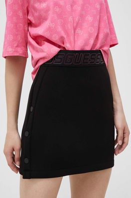 Guess Fusta Culoarea Negru, Mini, Drept Dama, Tricotaj, Casual