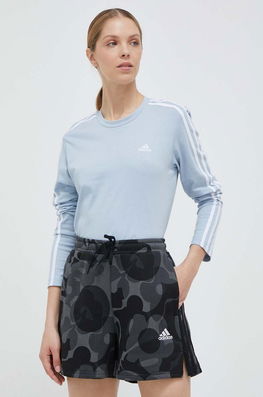 Adidas Longsleeve Din Bumbac Dama Albastru, Model Imprimeu